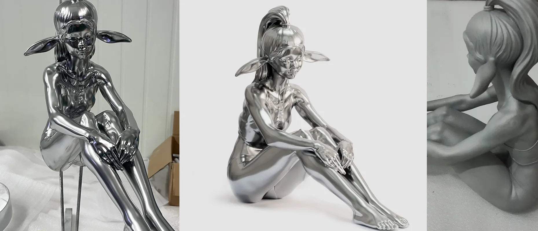 Aluminium statue of an elf made by RedOrchid99